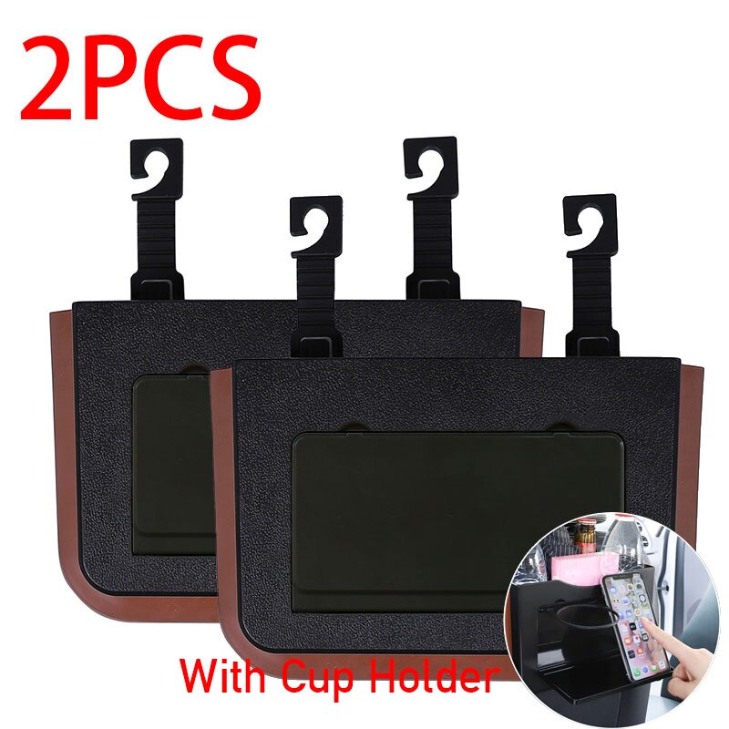 Autostoel opbergtas, waterdichte opbergzak voor de rugleuning, vuilniszak voor auto-accessoires, organizer voor sleutels, kaarten en telefoonhouder: 2 stuks zwart geüpgraded