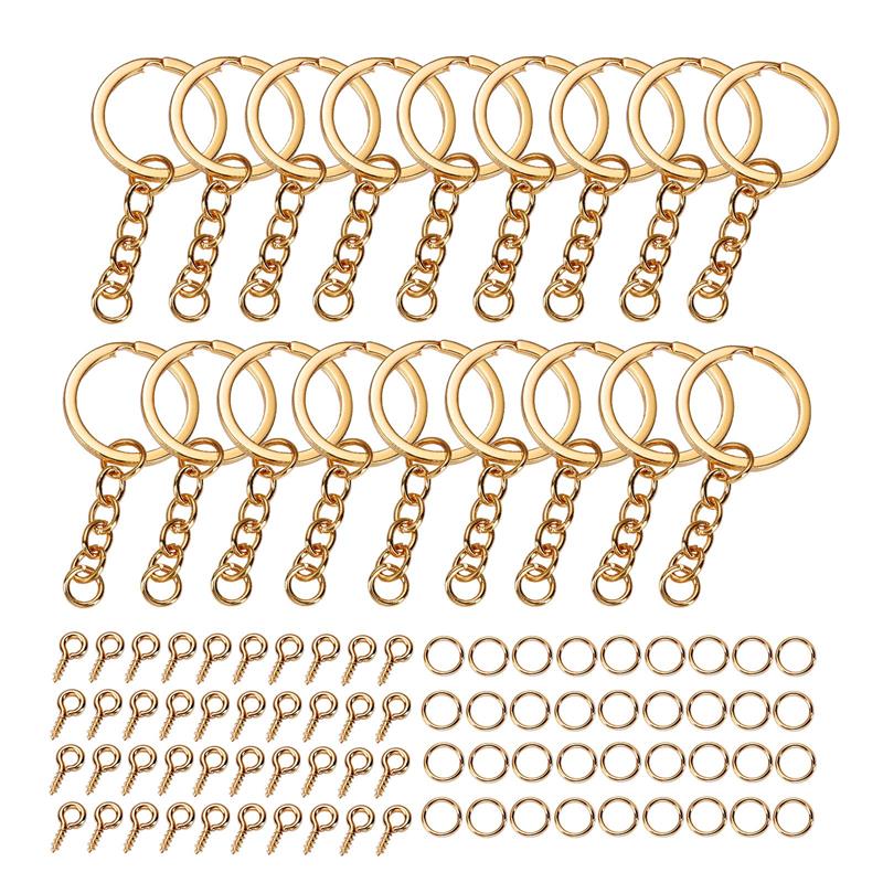 320pcs/Set DIY Keychain Sets Jump Rings 6mm For Earring Jewelry Making Mini Screw Eye Pin Pendant: KC gold