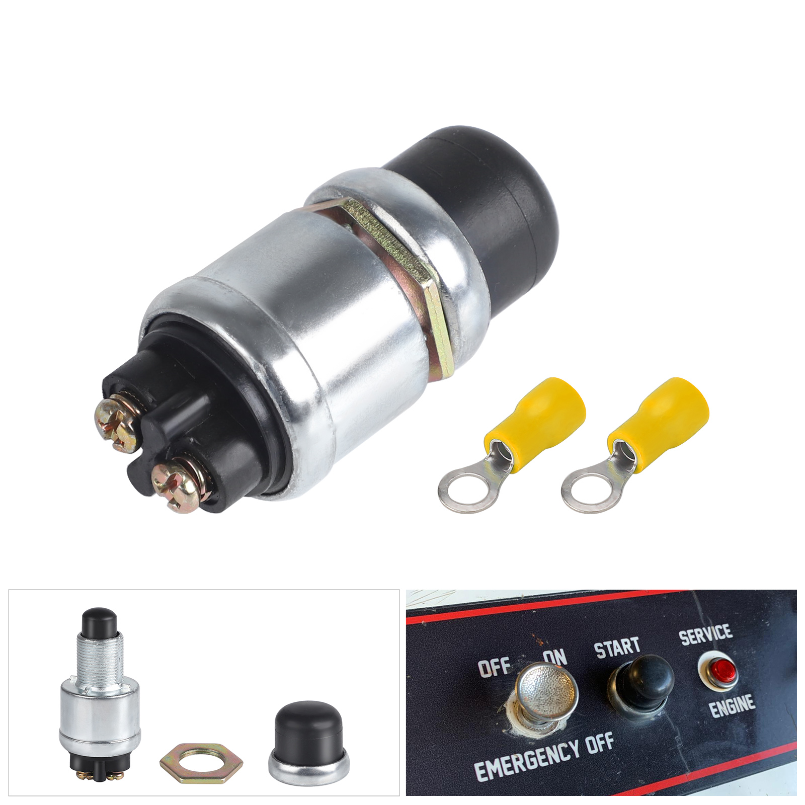 12V-24V 60A Push Button Ignition Start Switch Waterproof Push Button Starter Switch With 2 Terminals for Auto Truck Boat Marine