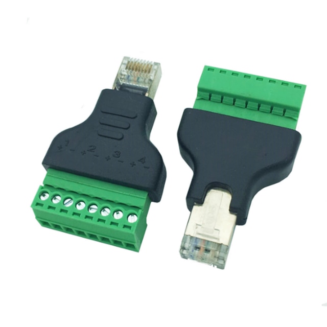Good RJ45 Ethernet male and female TO 8-pin screw terminal converter RJ45 socket connector adapter for CCTV DVR: RJ45 M  8P F