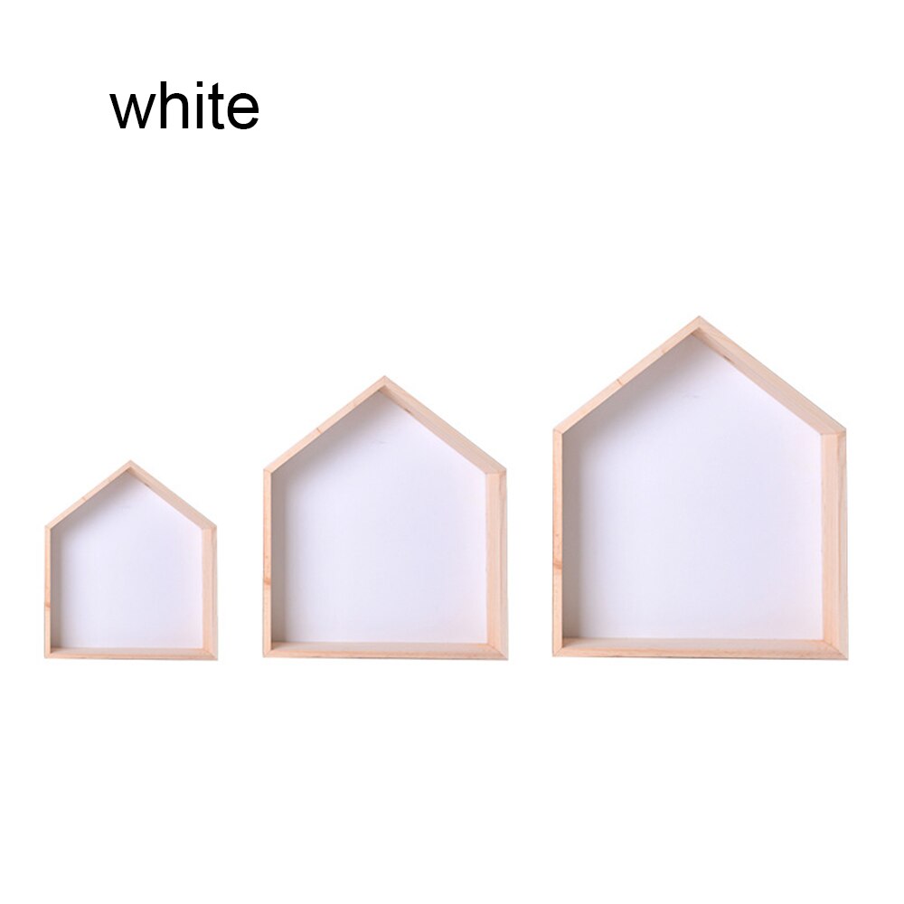 1/3 stk tre vegghylle barn barnerom tre hylle veggpynt diverse håndverksholder stativ soverom stue dekorasjon: 3 stk hvitt sett