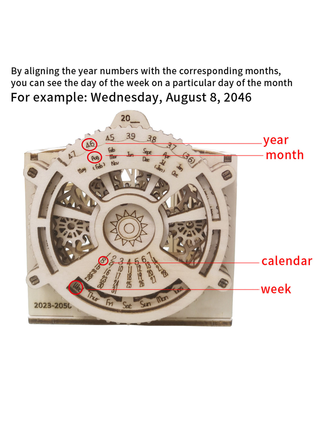 Puzzle in legno 3D Portapenne con calendario perpetuo Kit modello di costruzione meccanica a propulsione per adolescenti e adulti, dai 14 anni in su
