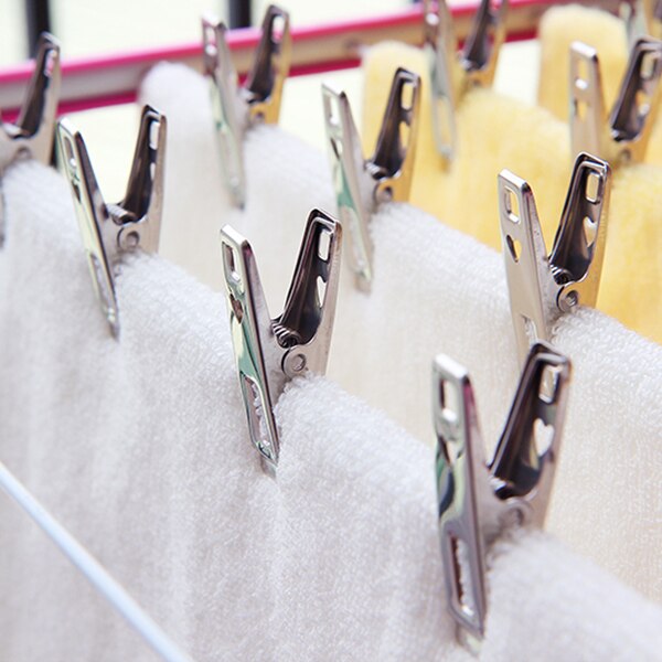 100Pcs Wasknijpers Rvs Clips Voor Jas Broek Wasgoed Drogen Hanger Rack Wassen Handdoek Houder Hanger
