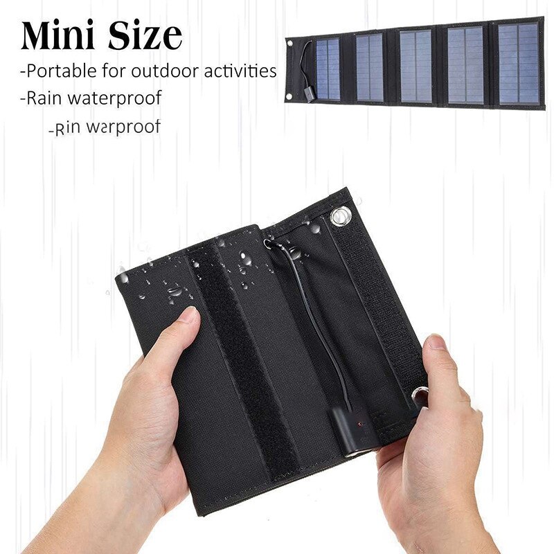 15W 5V Solar Panel Foldable Portable Waterproof Power Backup USB Interface for Outdoor Camping Travel