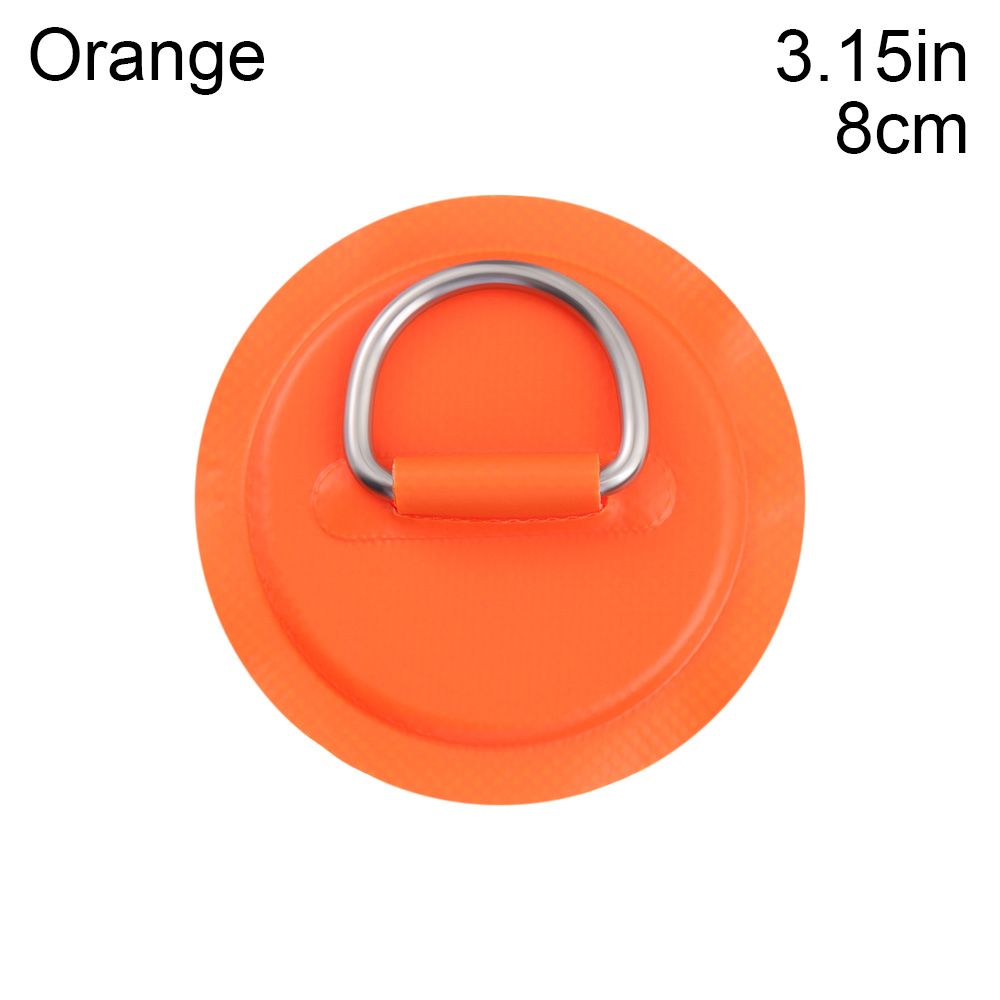 1PC 8cm/11cm Stainless Steel D Ring Pad/Patch With Glue for PVC Inflatable Boat Raft Dinghy Canoe Kayak Surfboard SUP Tie Down: orange-8cm
