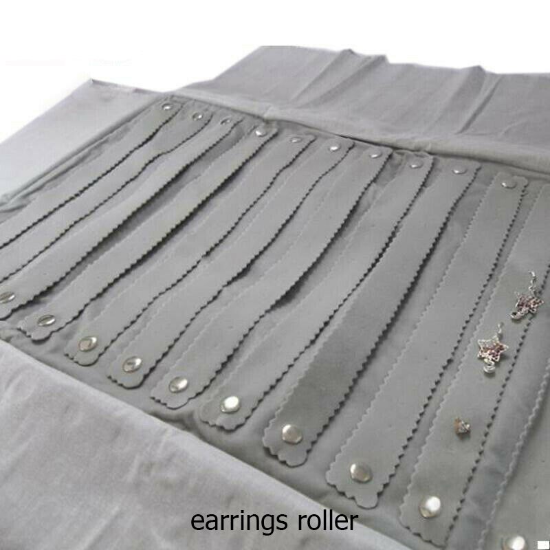 Schmuck Roll-Up Tasche Organizer Weiche Samt Reisetaschen Halskette Ohrringe Ring Armband Träger Lagerung Fall Armreif Uhr Halter: earrings roller