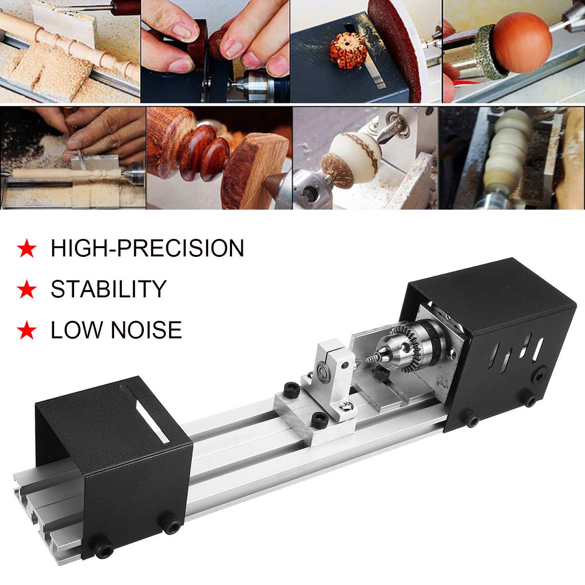 Mini Draaibank Kralen Machine DIY Houtbewerking Draaibank Polijsten Slijpen Boor Tool Carving Cutter Hout Draaibank 100W Polijsten Boor Tool