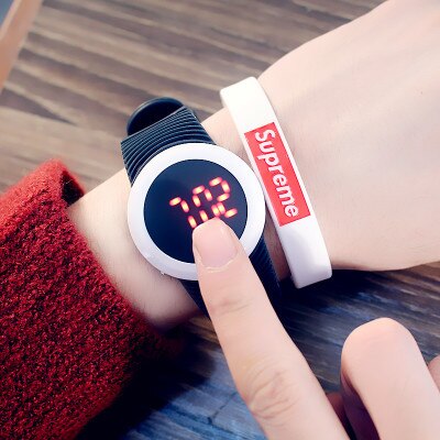 LED Kühlen Ultra-dünne Frauen Elektronische Uhr lässig Damen Uhren für freundlicher freundlicher Mädchen Armbinde uhr: Schwarz