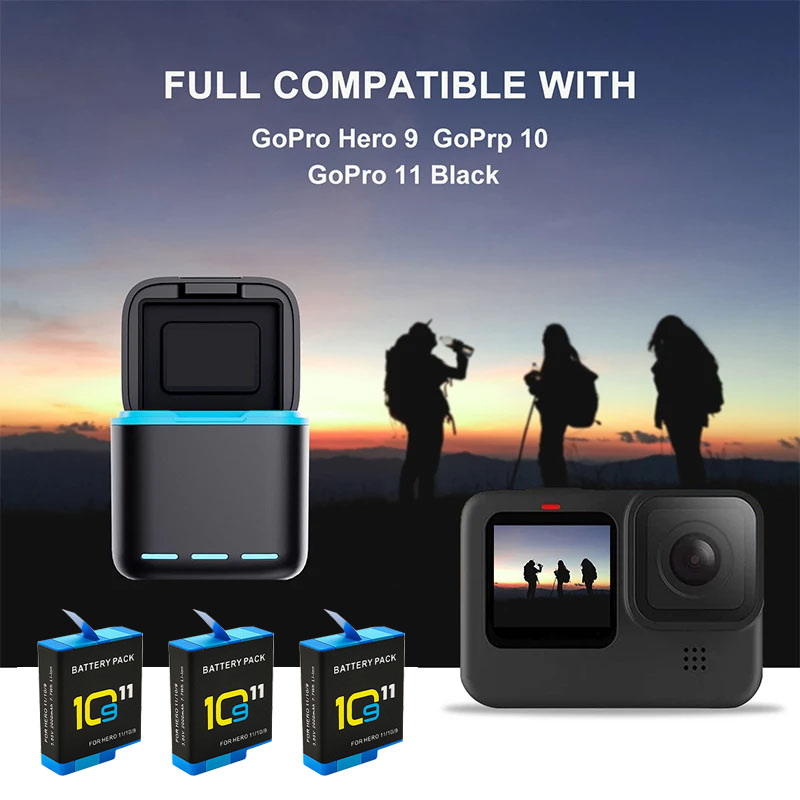 Akumulator 2000 mAh do GoPro Hero 11 10 9 Akumulator litowo-jonowy do kamery ruchu Przechowywanie akumulatorów do GoPro Hero9
