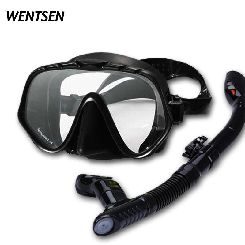 Professionele Onderwater Duikbril Bril Vrouwen Man Apparatuur Bril Scuba Volledige Gezicht Kits Voor Snorkelen En Deepscuba: Black