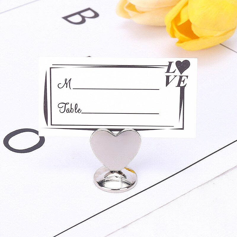 Hjerteformet legering sted memo kortholder bord nummerholdere med base til bryllupsfest festdekorationer: Stil 1