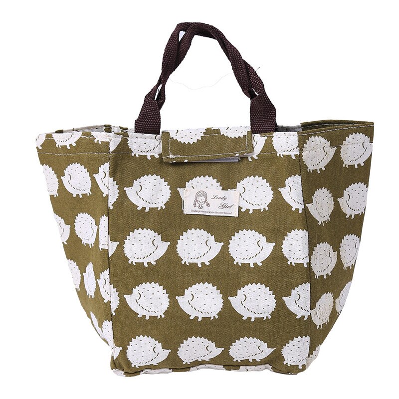 Animal Lunch Bags Women Portable Functional Canvas floral Insulated Thermal Food Picnic Kids Cooler Lunch Box Bag Tote: Hedgehog