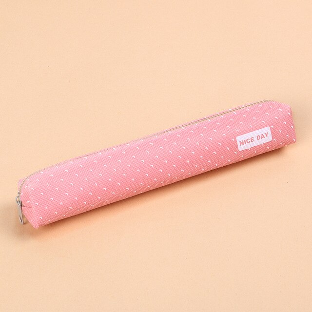 Canvas Geometric Pencil Case School Simple Striped Grid Solid Color Cute Kawaii Pencil Bag Pouch Office Students Kids Supplies: I