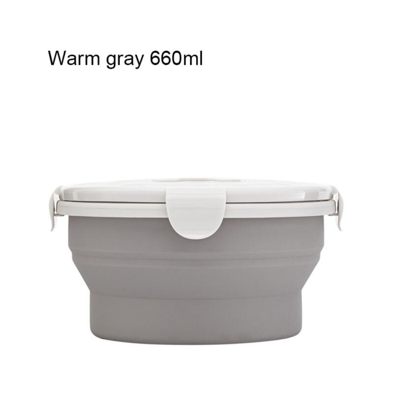 Opvouwbare lunchbox van siliconen van voedingskwaliteit met deksel, 660ml kampeerkom, magnetron- en koelkastvoedselbewaarkom: 660ml