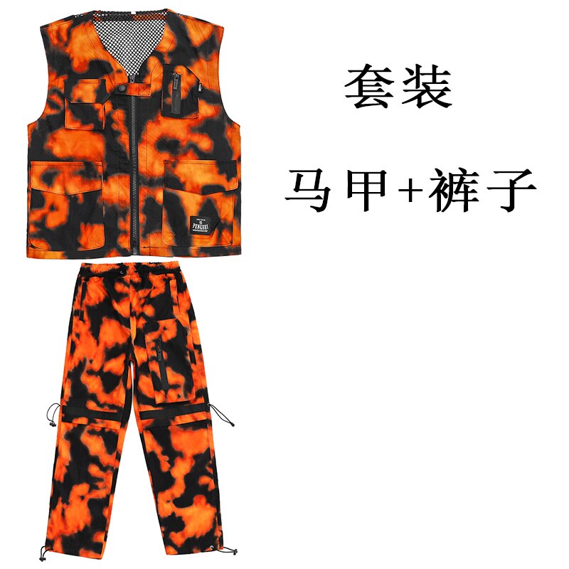 Boys Ballroom Hip Hop Dancing Costumes For Kids Camouflage Vest Hiphip Pants Street Dance Wear Rave Clothes DQS5800: 110cm