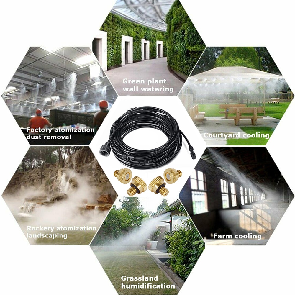 6/9/12/15/18m Outdoor misting Cooling system Patio Misting System Fan Cooler Water Mist Gardenhouse Spray fog misting system