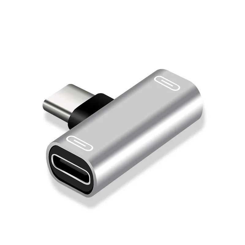 Usb-c-splitter typ-c-hane till dubbel typ 1 2 in -konverterare för telefon, hörlurar typ-c-port: Silver-