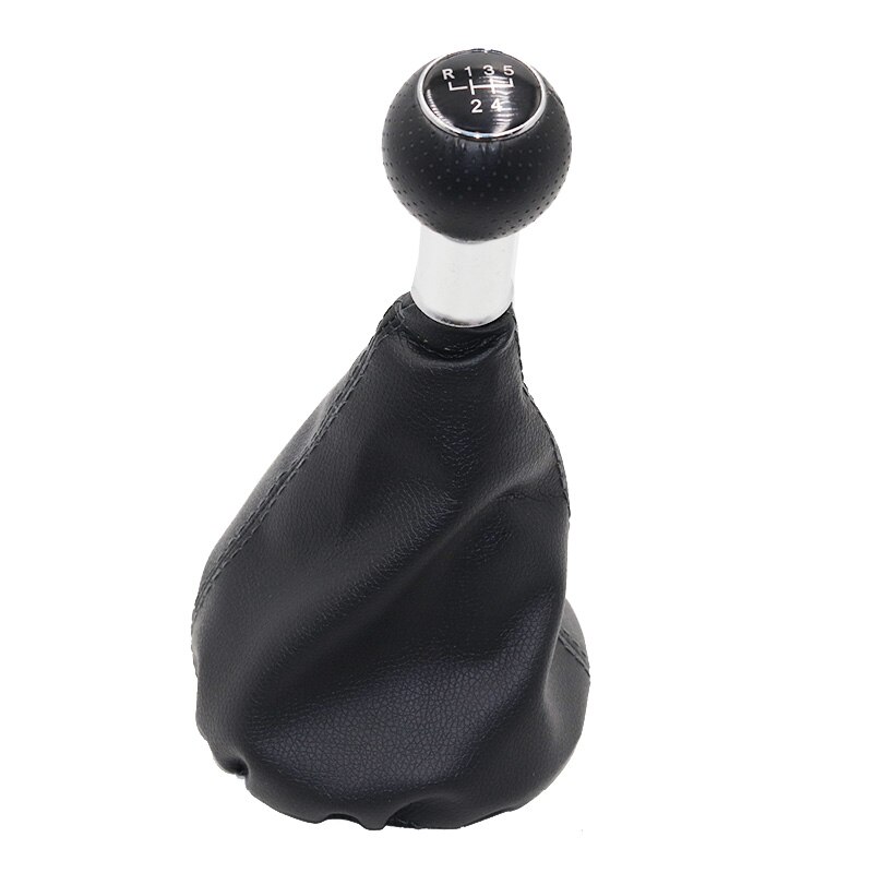 Cromo y cuero pomo de cambio de marchas para coche palanca Gaitor de arranque para VW POLO clásico 6N 6N2 1996, 1997-2001 LUPO CADDY 5: type 5