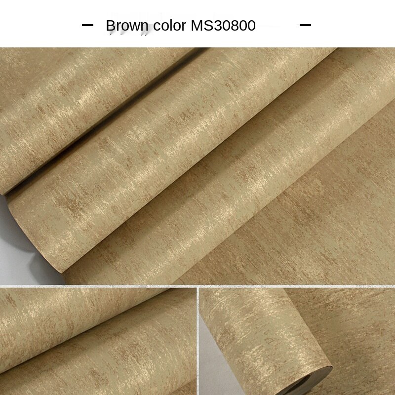 American Country Dark Green Wallpaper Solid Color Retro Nostalgic Style Bedroom Living Room Non-Woven Background Wallpaper: Coffee