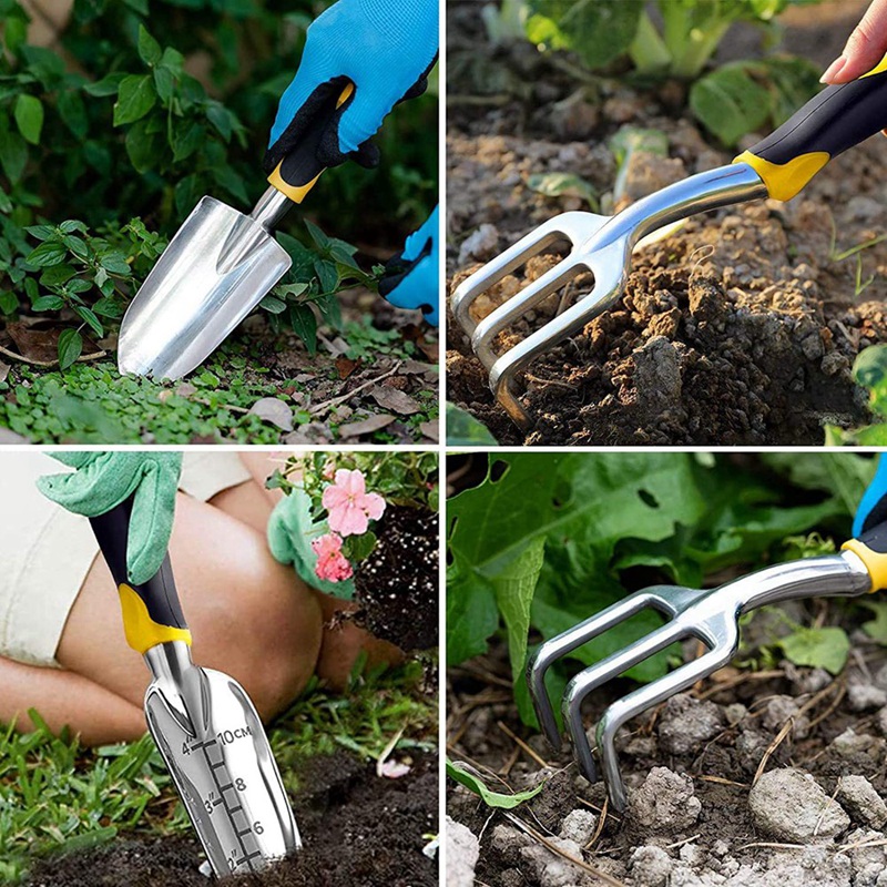 Garden Tool Set,3Pcs Garden Hand Tools Set Includes Hand Trowel, Transplant Trowel And Cultivator Hand Rake,3Pcs Shovel