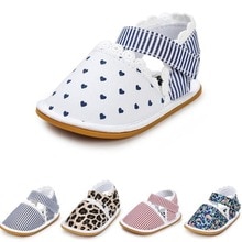 Aankomst Bloemen Streep Hart Baby Meisjes Sandalen Katoen Stof Rubberen Zool Baby Wieg Schoenen Baby Mocassins Sandalen Schoenen