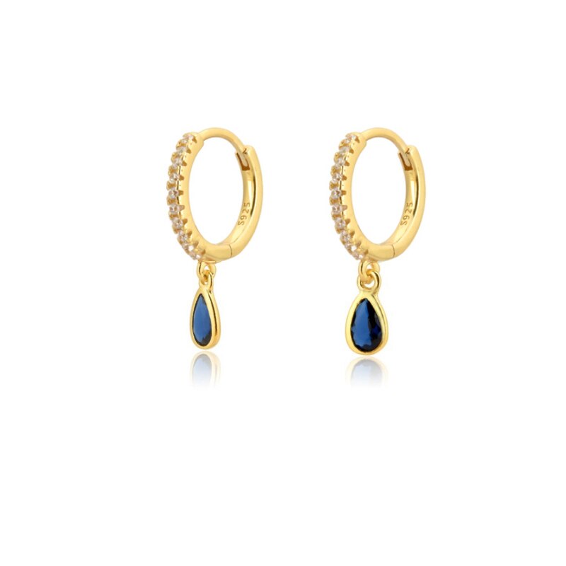 Moda zircone colorato goccia d'acqua piccoli orecchini a cerchio ciondola orecchini a cerchio per gioielli da donna accessori Pendientes