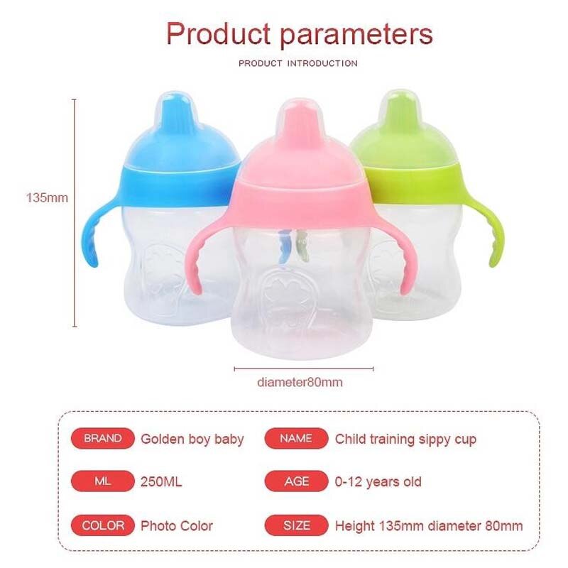 Gobelet à bec verseur pour bébé avec poignée, gobelet de transition pour nourrissons, tout-petits, enfants 2 sans bpa 250ml