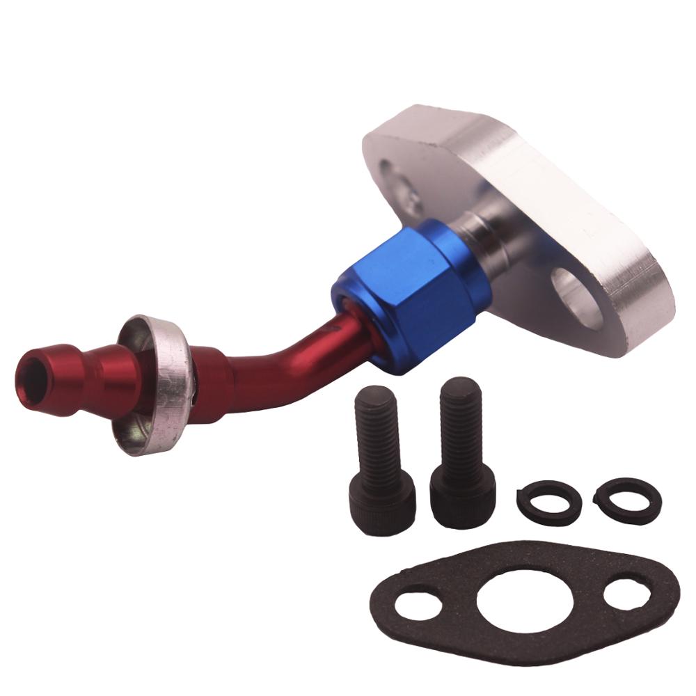 Billet Turbo Oil feed Flange 45 Degree 1/4" barb Rotating 360 Degree fit AN4 pus