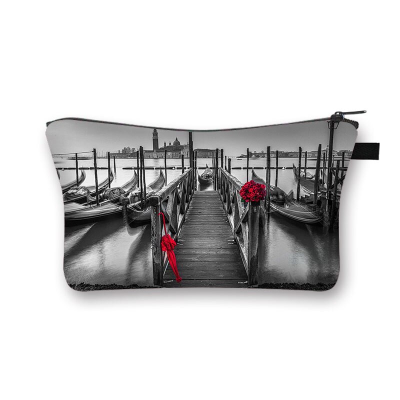 Czerwona i czarna seria kosmetyczka damskie szpilki wzór kosmetyczka o dużej pojemności torba na parasol Rose Make up Cases: shzbredrain5