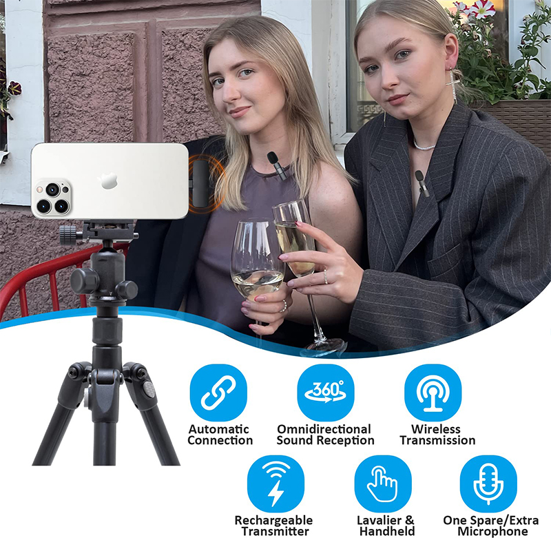 Lavalier Microphone Video Game Audio Room Recording Pickup 2.4G Wireless Mic for iPhone Android iPad Netbook lightning/Type C