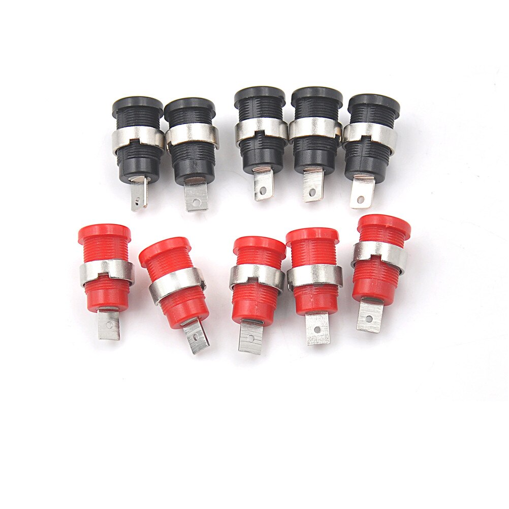 4/10Pcs/lot 4mm Panel Mount Binding Post Connector Banana Female Jack Socket Red And Black Color: 10pcs C