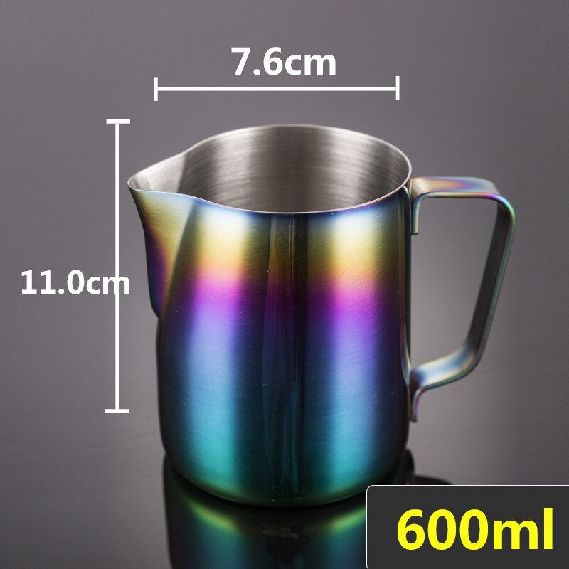 Rvs Opschuimen Werper Pull Bloem Cup Melk Opschuimen Jug Espresso Koffie Pitcher Barista Craft Koffie Latte Melk Mokken: iridescence  600ml