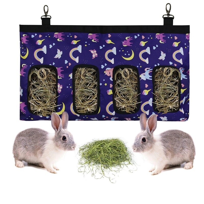 Alimentador de heno para conejos, bolsa Oxford de tela, dispensador de heno, saco, alimentador para mascotas pequeñas: 7