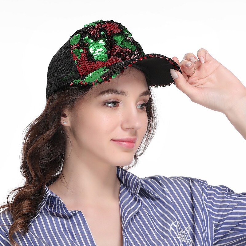Dames Zonnehoed Sequin Mesh Verstelbare Ademend Baseball Cap Voor De Zomer BMF88
