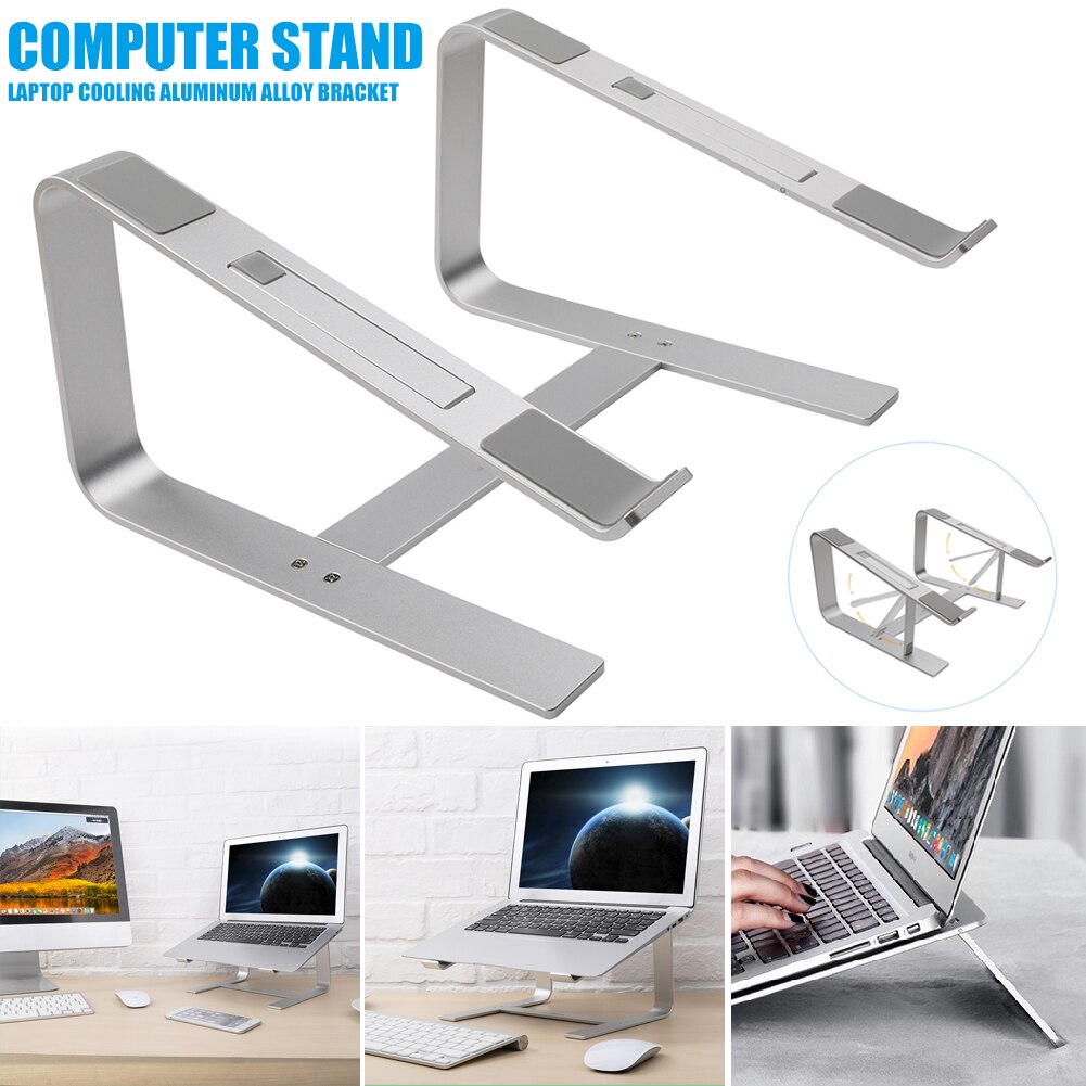 Aluminum Alloy Laptop Stand for Desk Laptop Cooling Bracket Sleek and Sturdy Laptop Riser Silver NK-Shopping: Default Title