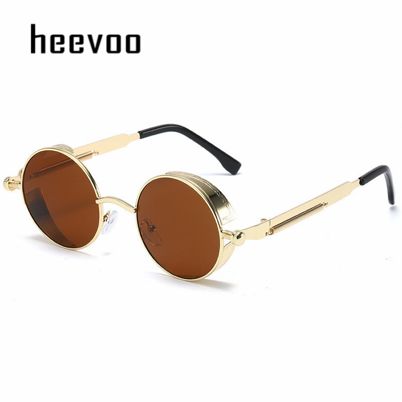Metal Steam Punk Sunglasses Men Women Round Mirror Glasses Brand Vintage Sun Glasses Retro Eyeglasses UV400: Clear