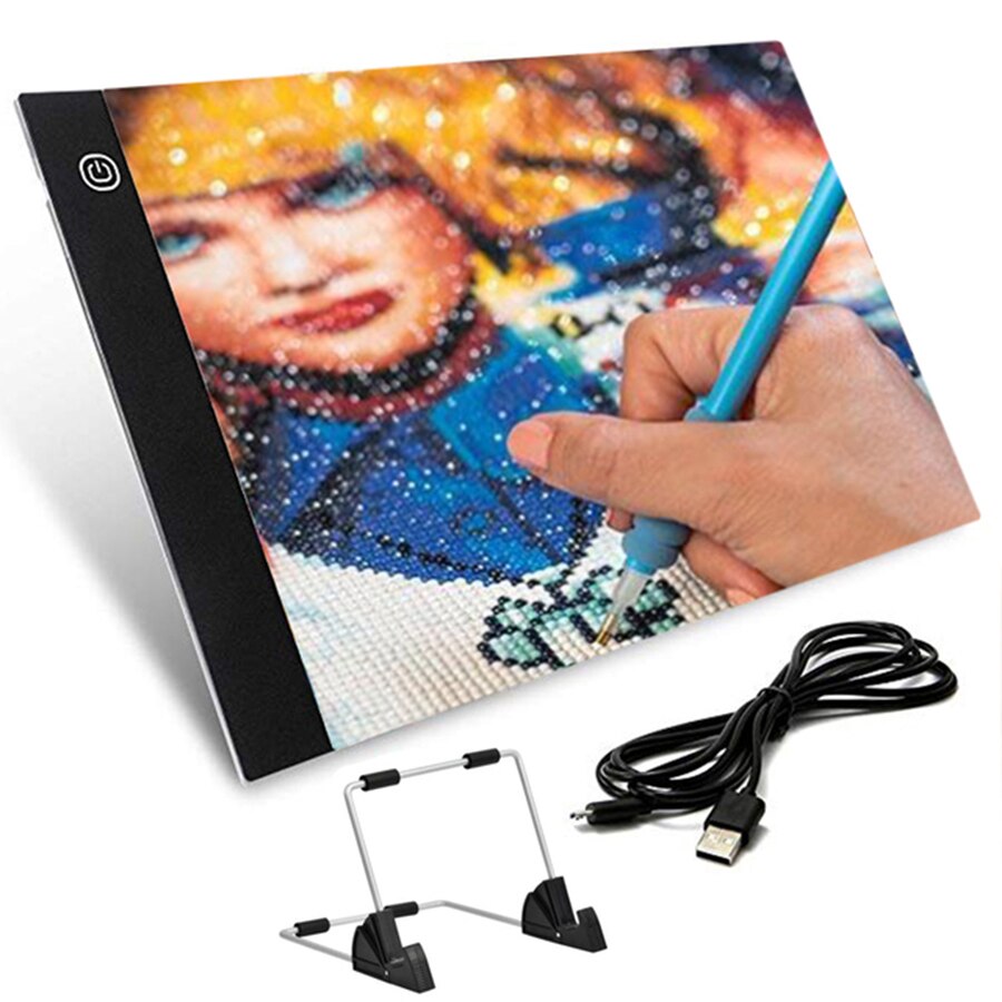 Portable A4 Size LED Diamond Painting Light Pad Eye Protection Bright Lightpad Board Diamond Painting Accessories Mosaic Tools: Package 2