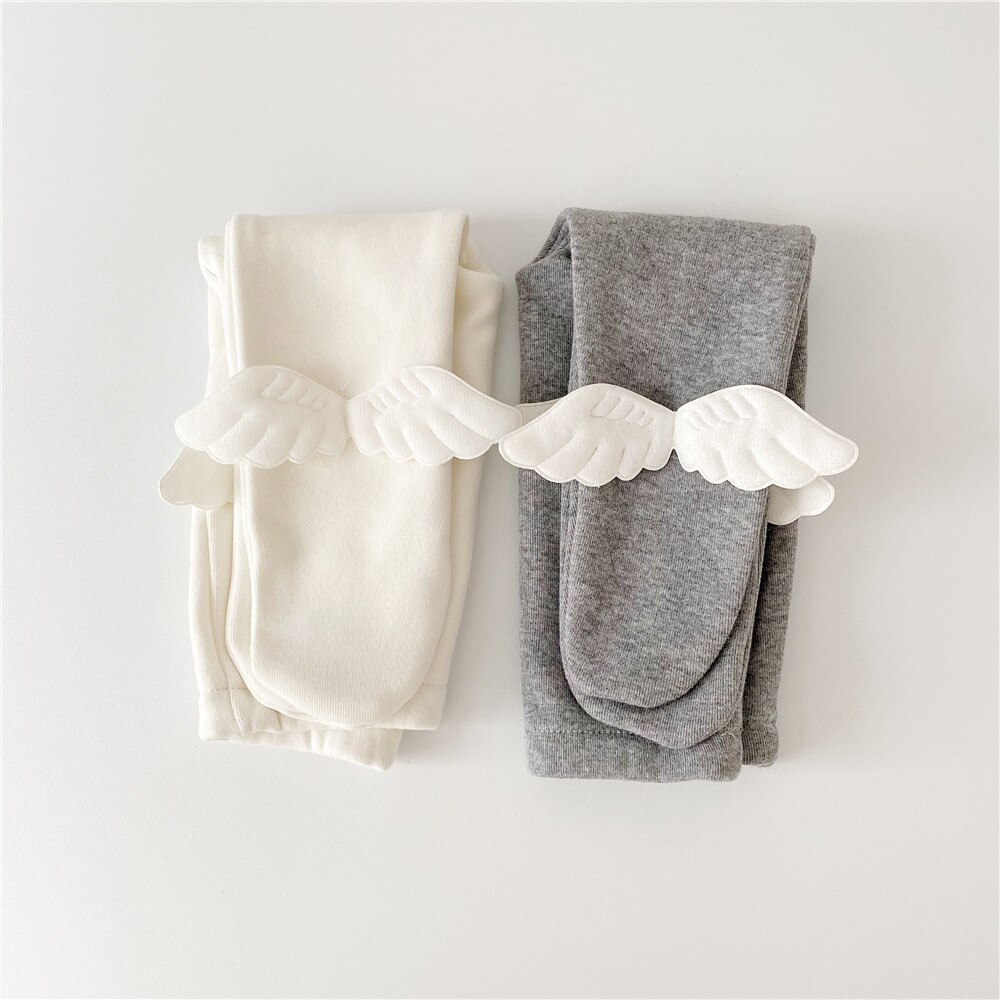Collant in cotone per ragazze carino ali d'angelo collant bambini autunno inverno traspirante collant per bambina calze bianche per bambini