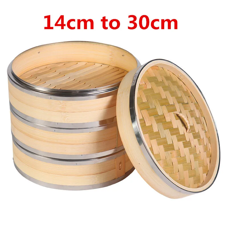 Vaporera de bambú con cubierta, juego de cesta para aperitivos, arroz y pescado, herramientas de cocina, olla de vapor