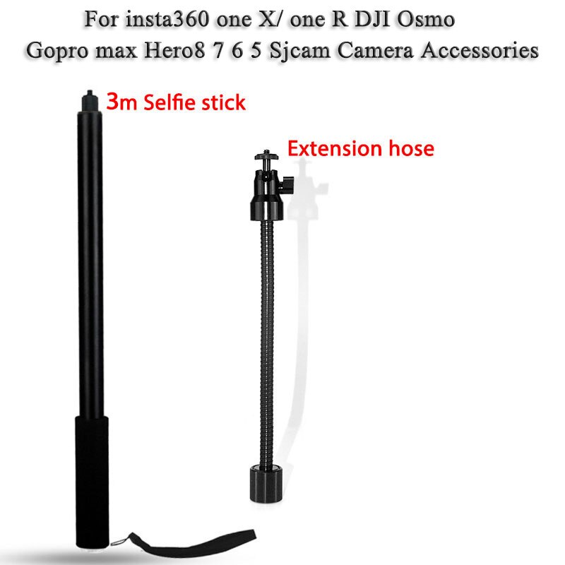 3m aluminiumslegering monopod selfie stick til insta 360 en x / dji osmo action / lomme / gopro hero 7 6 5 sjcam kamera tilbehør: Pakke 5