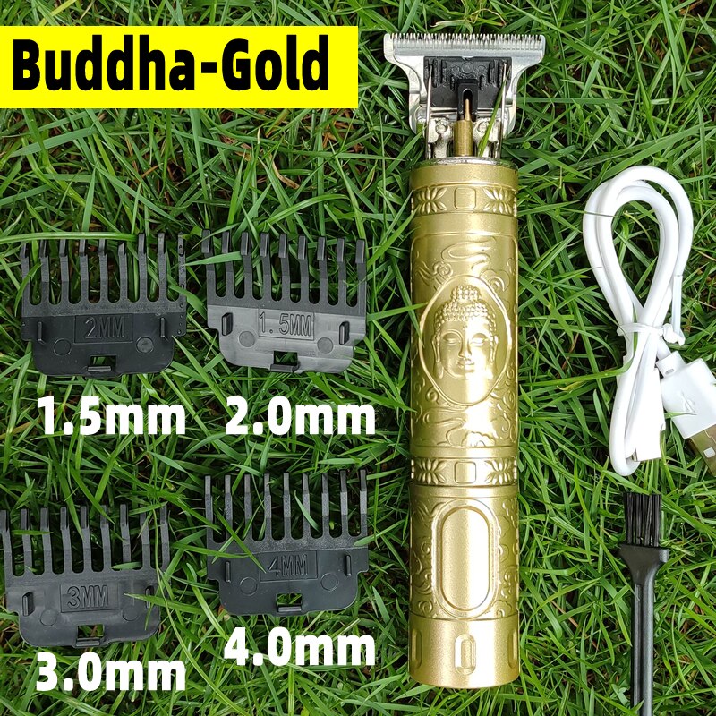 2022 Electric Hair Clipper Rechargeable 0mm Shaver Beard Trimmer Men Hair Cutting Machine Beard Barber Hair Cut: Gold Buddha