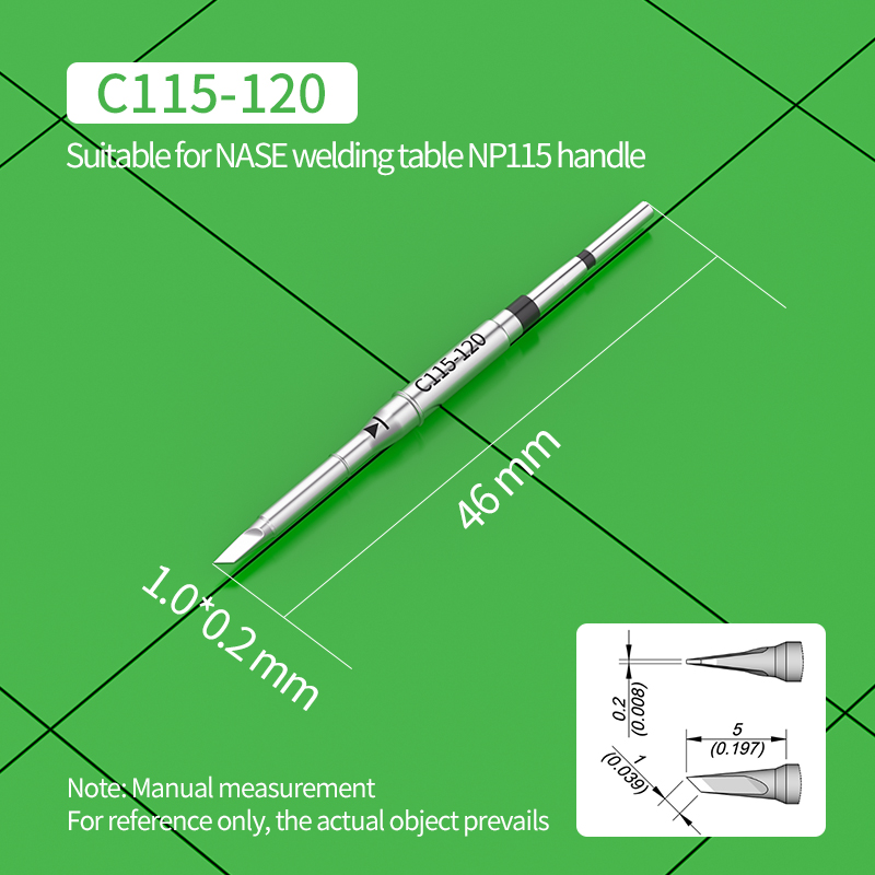 C115 Soldering Iron Tip C115-105/125/117/113/114/112/109/127/101/110/120/107 for JBC Soldering Station Precision Repair SMD PCB: green