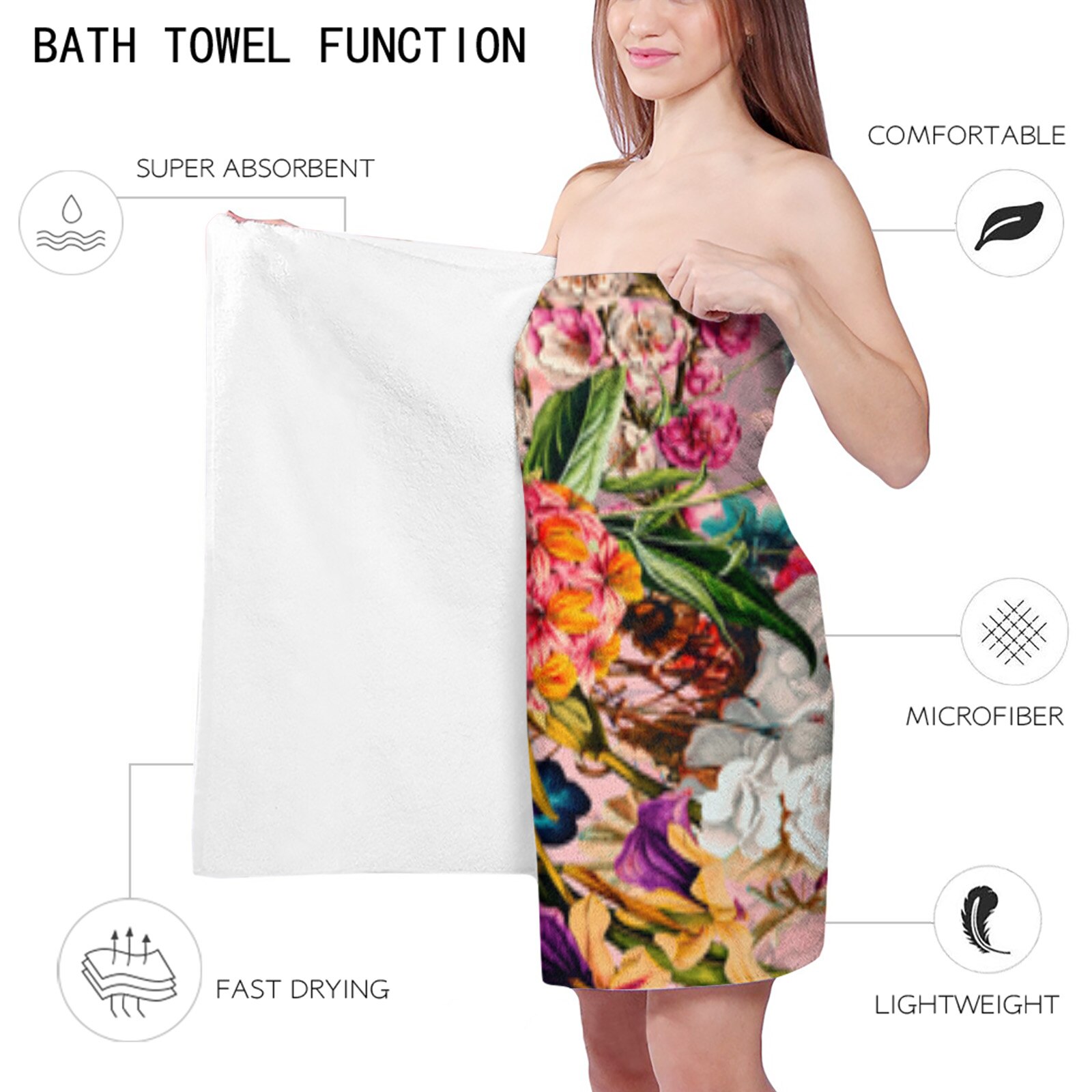 Zomer Botanische Tuin Badhanddoek Microfiber Reizen Strand Handdoeken Badkamer Benodigdheden Quick-Dry Badhanddoeken Voor Volwassenen