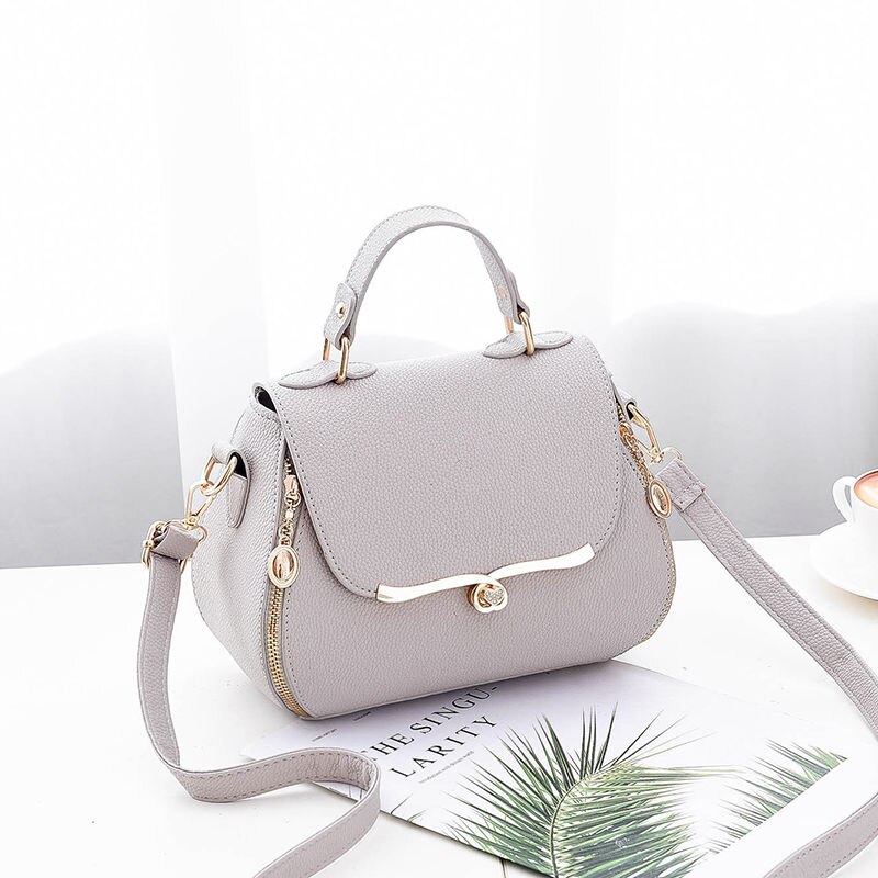 Zoete Dames Handtas Dames Mode Elegante Tas Effen Kleur Bijpassende Kleur Messenger Bags Schoudertas Top: Gray