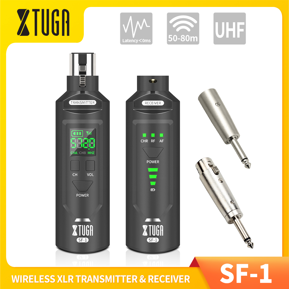 XTUGA SF-1 UHF micrófono convertidor inalámbrico XLR transmisor receptor recargable para micrófono dinámico/condensador