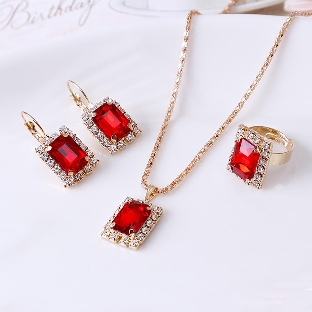 Mode-sieraden Set Vrouwen Banket Wedding Party Ketting Oorbellen Vinger Ring