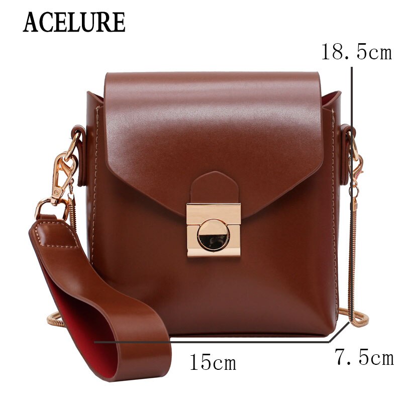 ACELURE Damen Klappe Tasche Metall Kette Riemen Kleine Schulter Tasche Einfarbig PU Leder Bote Tasche für frauen alle-spiel