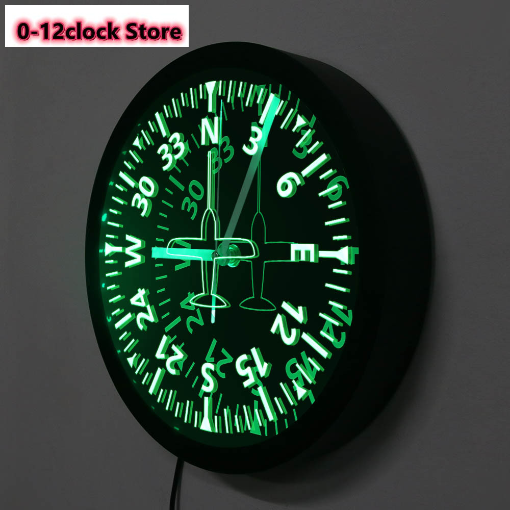 Gauges Cockpit Instruments Color Changing Aviation Pilot Clock With LED Backlight Saat Airplane Control
