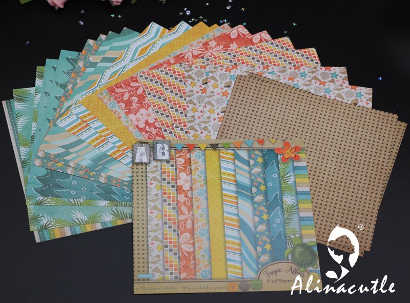 AlinaCraft 24 sheets 6"X6" patterned paper tropic allair Scrapbooking paper pack handmade craft paper craft Background pad