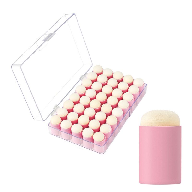 40 Pack of Finger Sponge Daubers with Storage Case for Painting Art Ink Crafts: Pink